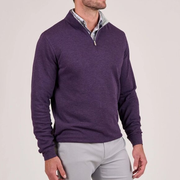 Peter Millar Crown Comfort Quarter-Zip Pullover Purple Mens XL - Picture 1 of 15